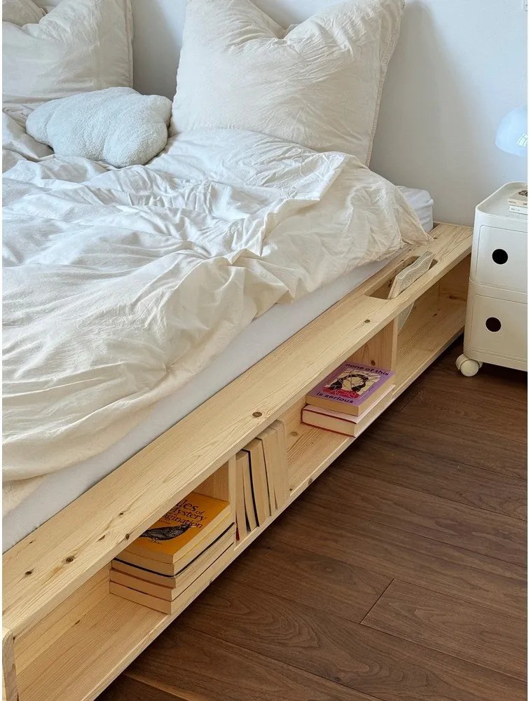 Borovi fenyő franciaágy ágyráccsal 180x200 cm Ziggy – Karup Design