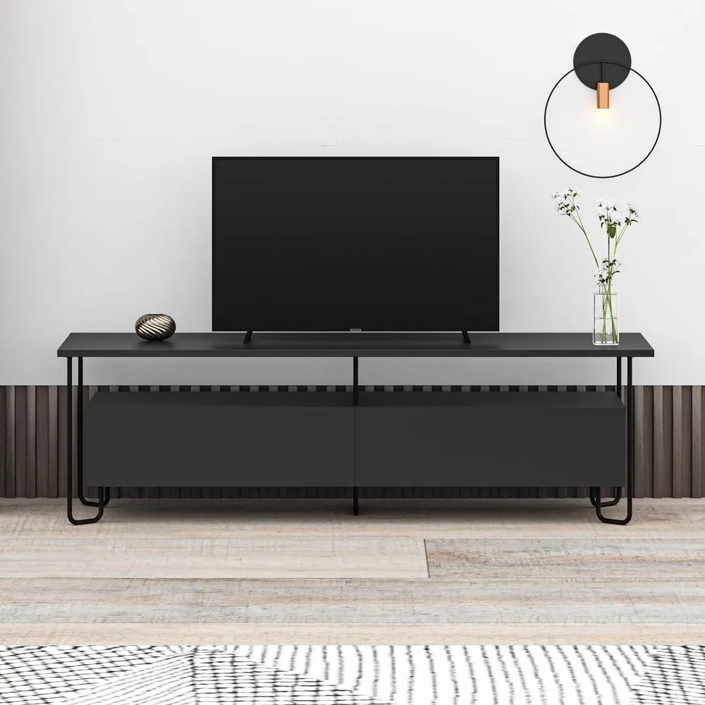 Fekete TV-állvány 150x45 cm Dilly – Marckeric