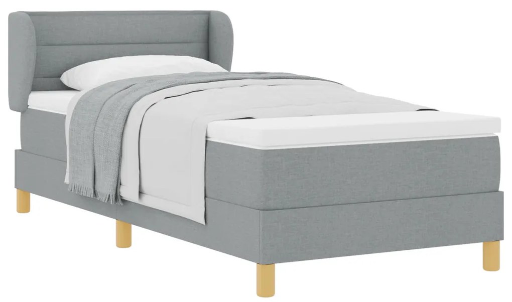 Boxspring Ágy Matrac Közepes Szürke 80x200 cm Szövet