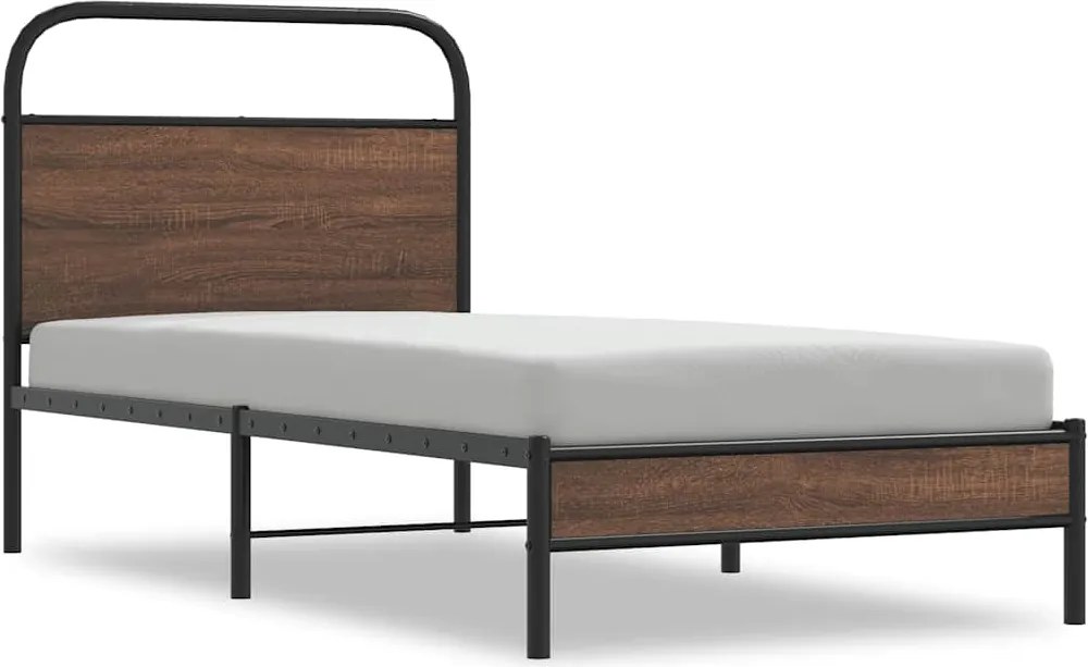 vidaXL ágykeret matrac nélkül 100x200 cm barna tölgyfa műfa