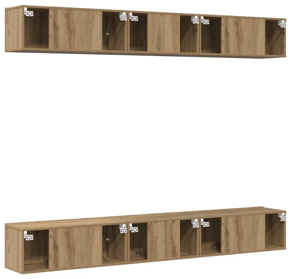 TV szekrény garnitúra 6 pcs kézműves tölgy 80 x 30 x 30 cm