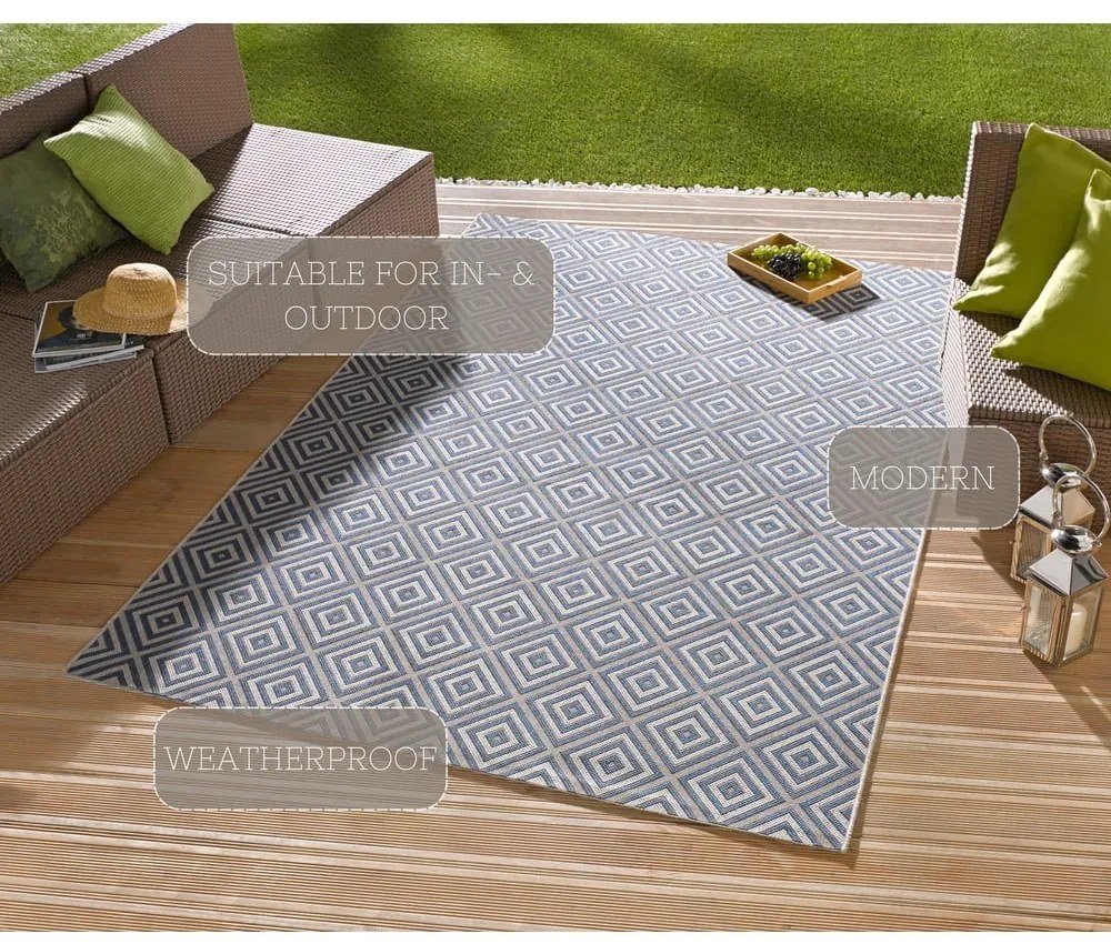 Karo kék kültéri szőnyeg, 80 x 150 m - NORTHRUGS