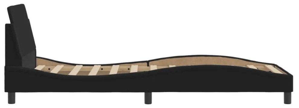 fekete szövet ágykeret fejtámlával matrac nélkül 80 x 200 cm