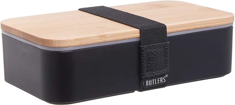 SNACK PACK uzsonnás doboz bambusz fedéllel, fekete 18,5 x 10,5cm