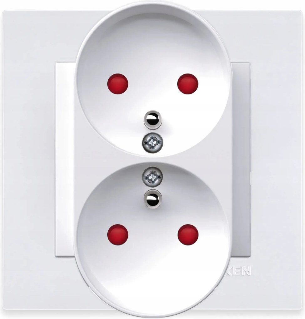 Exen Dupla földelt aljzat E-típusú rekeszek Fehér keret Fehér