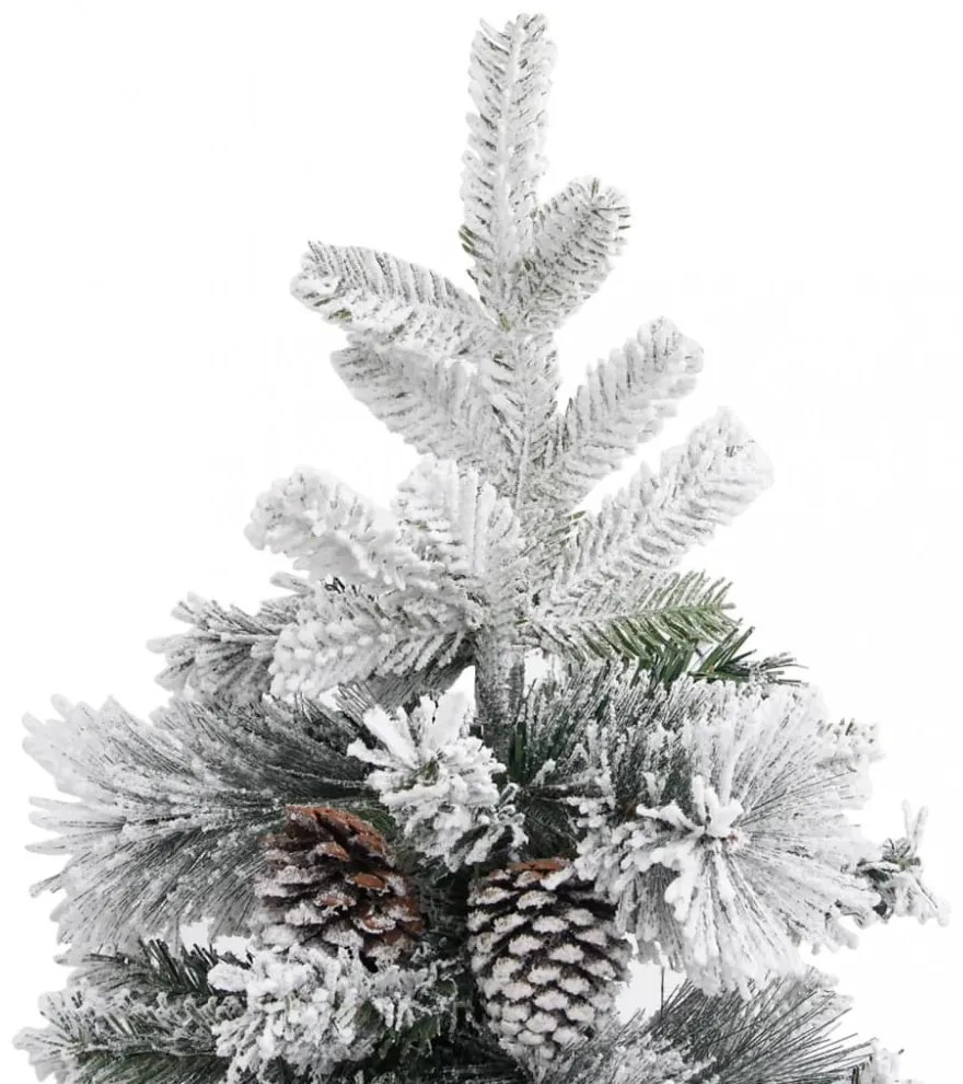 PVC/PE karácsonyfa pelyhes hóval és tobozokkal 195 cm
