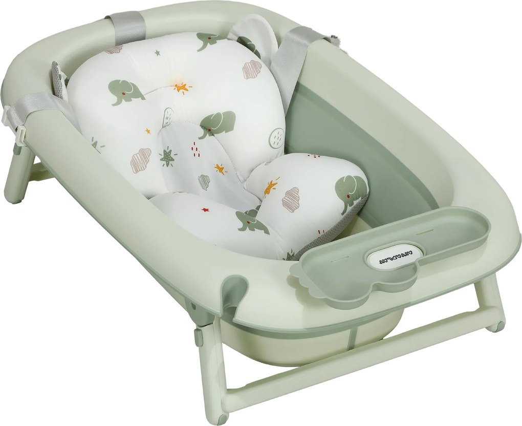 AIYAPLAY Összecsukható Baba Fürdőkádfedéllel, Összecsukható Baba Fürdőkád Állvánnyal, Csúszásmentes Baba Fürdőkád, Fürdőmedence, Zuhanytálca 0-3 Éves