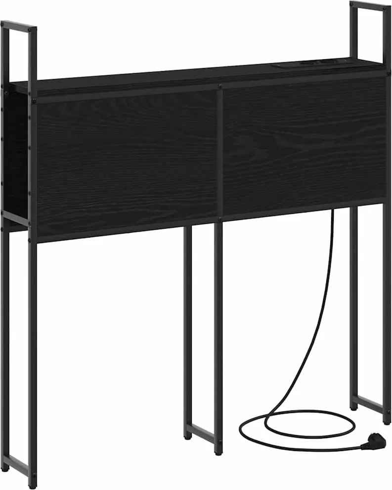 vidaXL Tárolós Fejtámla Töltő Állomással Musta tammi 78 x 15 x 98 cm