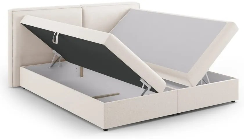 Krémszínű ágyneműtartós boxspring ágy 180x200 cm Arendal – Cosmopolitan Design