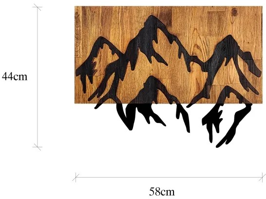 Fali dekoráció 58x44 cm hegy motívum fa/fém