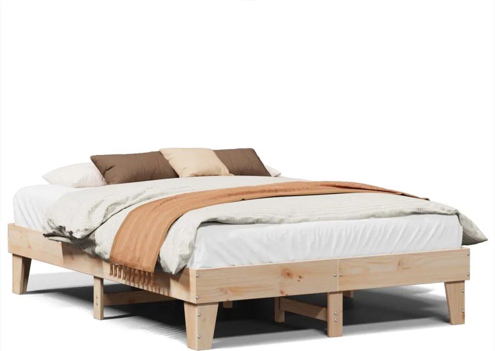 vidaXL tömör fenyőfa ágy matrac nélkül 150x200 cm