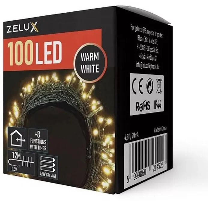 Zelux 100 Led 12m Karácsonyi Világítás WW