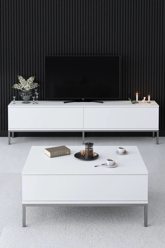 TV szekrény Lord - White, Silver