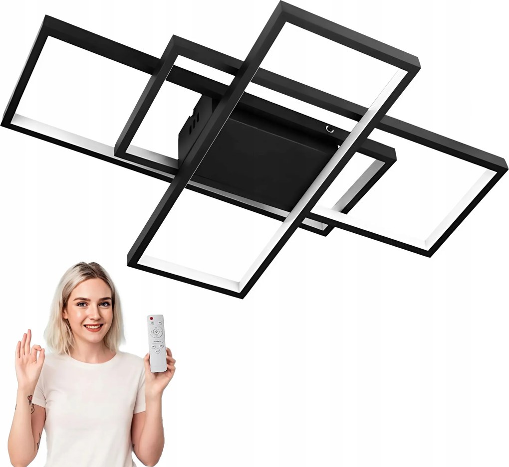 Mennyezeti Lámpa Plafon Csillár Led Fekete 3 Színben Függeszték Távirányítóval 60CM
