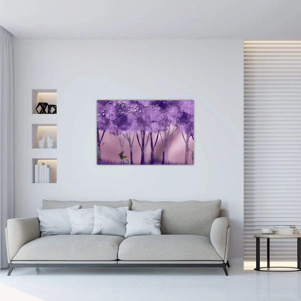 Kép - Szarvasok egy varázslatos erdőben (90x60 cm)