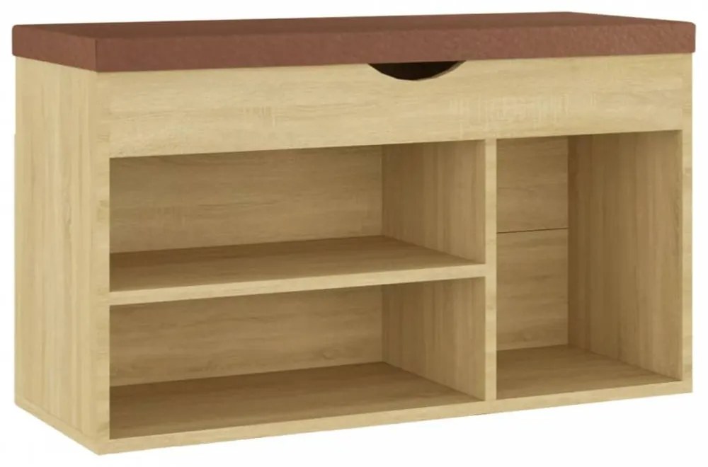 Sonoma tölgy forgácslap cipőtároló pad párnával 80 x 30 x 47 cm