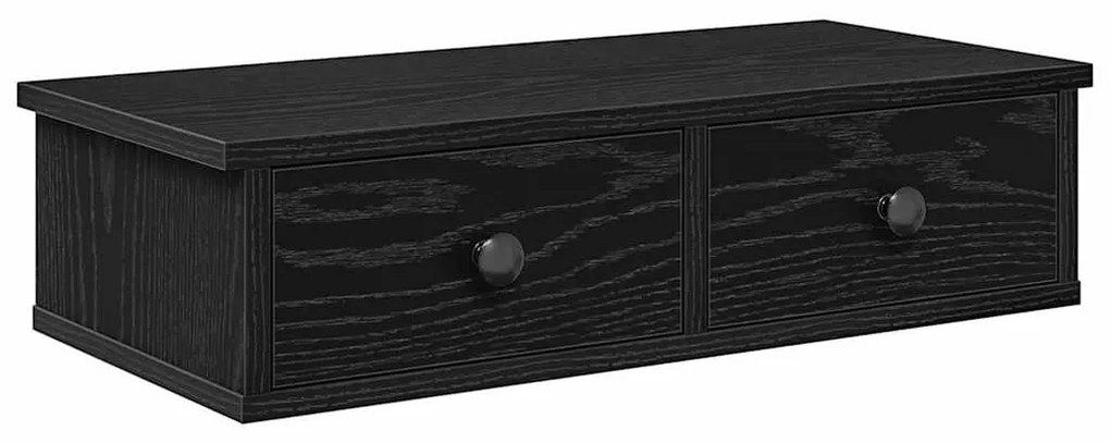 Falipolc fiókokkal fekete 60x28x15 cm műszaki fa