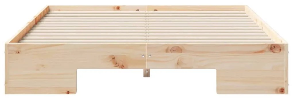 vidaXL Földi ágykeret tárolóval Barna 140 x 190 cm Tömör fenyőfa