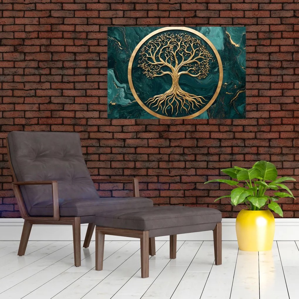 Kép – Márványban lévő arany életfa (90x60 cm)