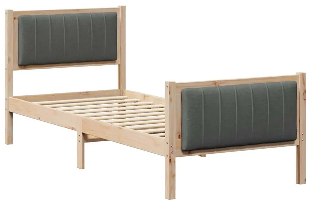 Ágykeret barna és sötétszürke 75 x 190 cm Tömör fenyőfa