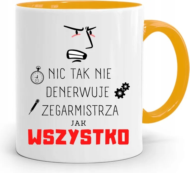 Sárga Bögre Órakészítőnek Semmi Sem Idegesít Annyira A fényképes nyomattal