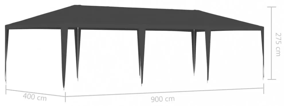 antracitszürke rendezvénysátor 4 x 9 m 90 g/m²