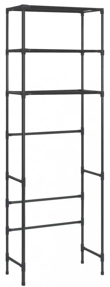 3 szintes fekete WC feletti tárolóállvány 53 x 28 x 169 cm