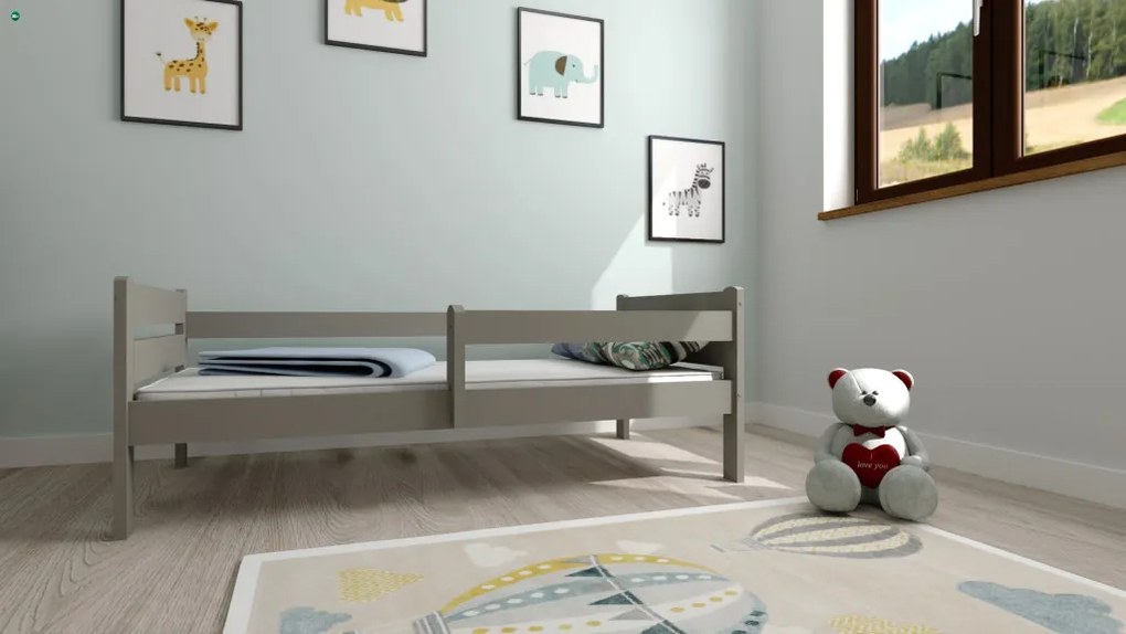 Edi fenyő gyerekágy szürke 80x180 + ajándék ágyrács