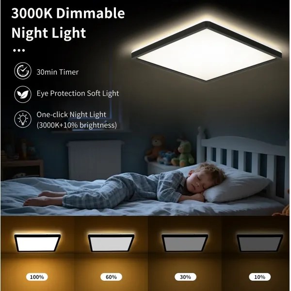 Brilagi - Dimmelhető LED világítótest ULTRA SLIM LED/18W/230V 30x30 cm fekete + távirányító