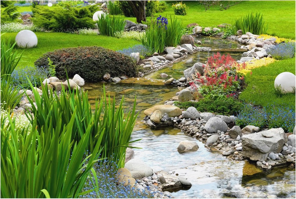 Flizelin fotótapéta Hálószoba Nappali Idilli kert 104x70 Ragasztó