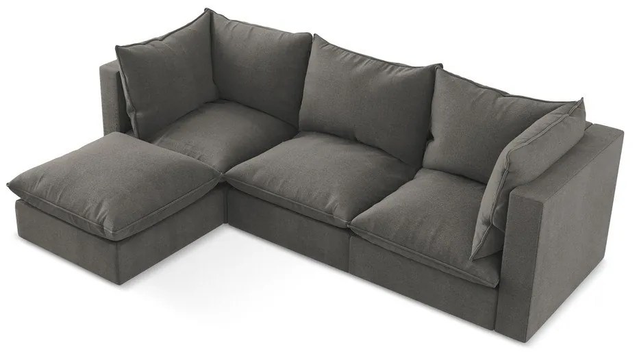 Sötétszürke sarokkanapé (bal oldali-heverő résszel) Manao – Makamii