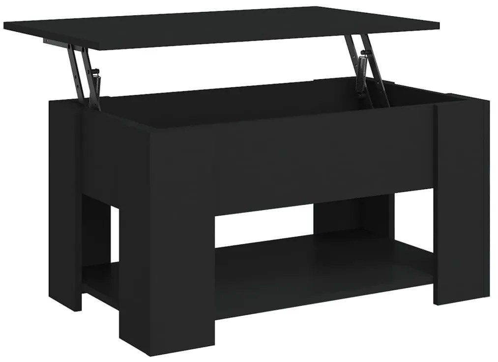 Fekete szerelt fa dohányzóasztal 79 x 49 x 41 cm