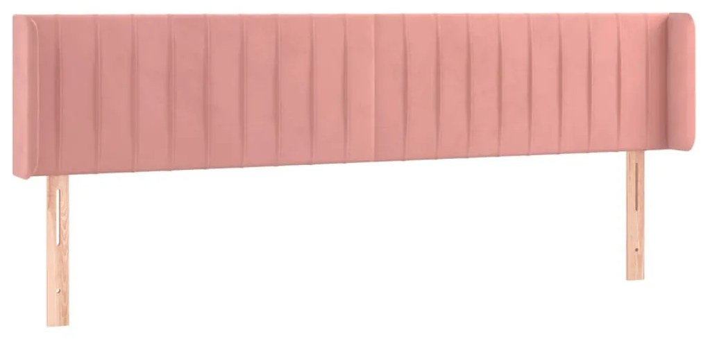 rózsaszín bársony LED-es fejtámla 203x16x78/88 cm