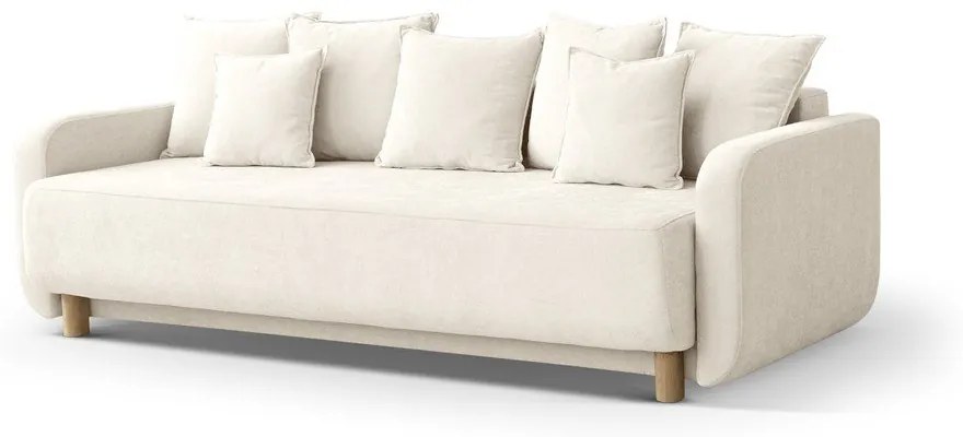 Krémszínű kinyitható tárolóhelyes kanapé 231 cm Elen – Micadoni