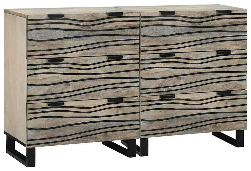 Oldalszekrények 2 pcs Fehér 60 x 33.5 x 75 cm tömör mangófa