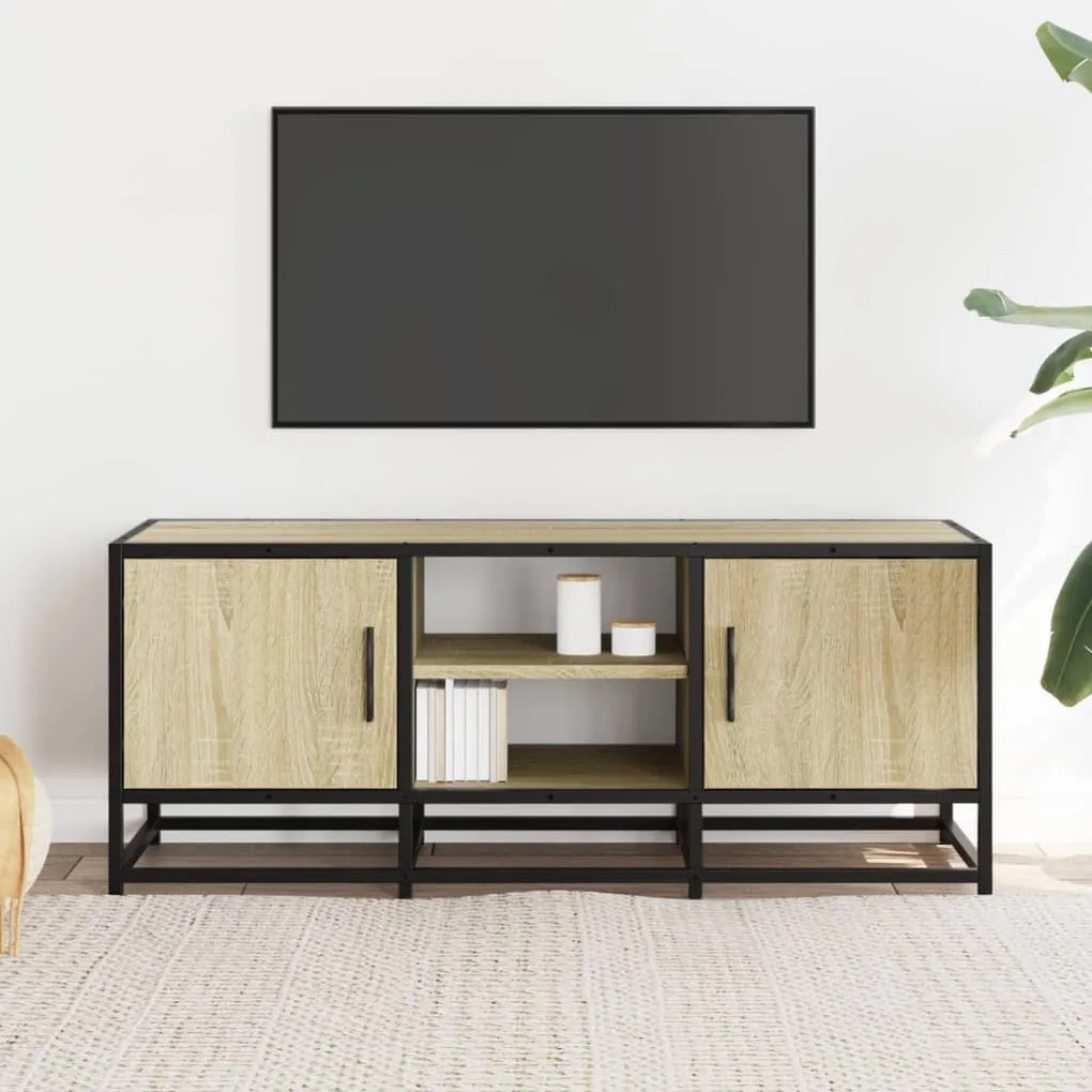sonoma tölgy színű szerelt fa és fém TV-szekrény 100x35x41 cm