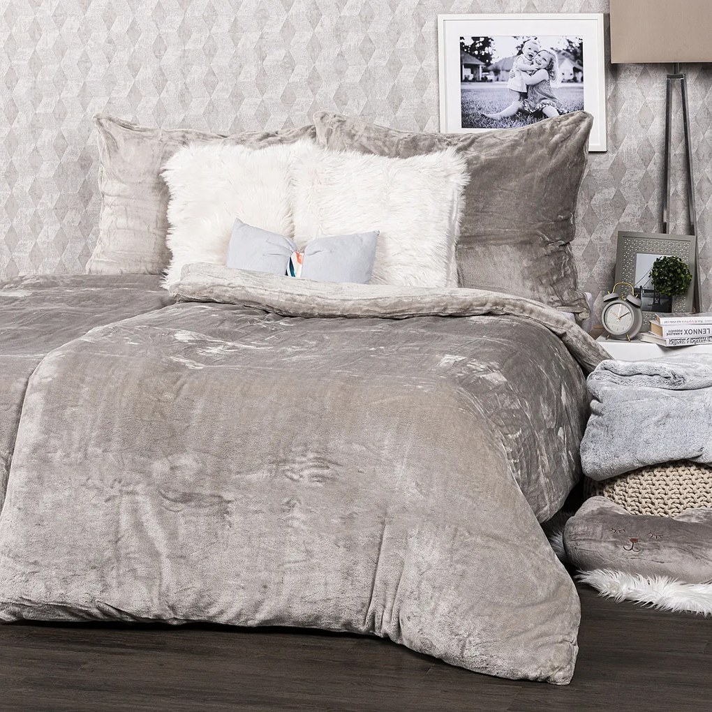 4Home mikroflanel ágyneműhuzat szürke, 160 x 200 cm, 70 x 80 cm, 160 x 200 cm, 70 x 80 cm