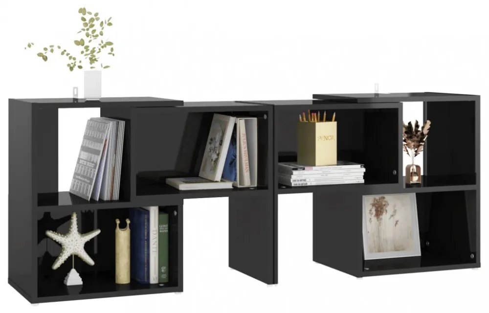magasfényű fekete szerelt fa TV-szekrény 104 x 30 x 52 cm