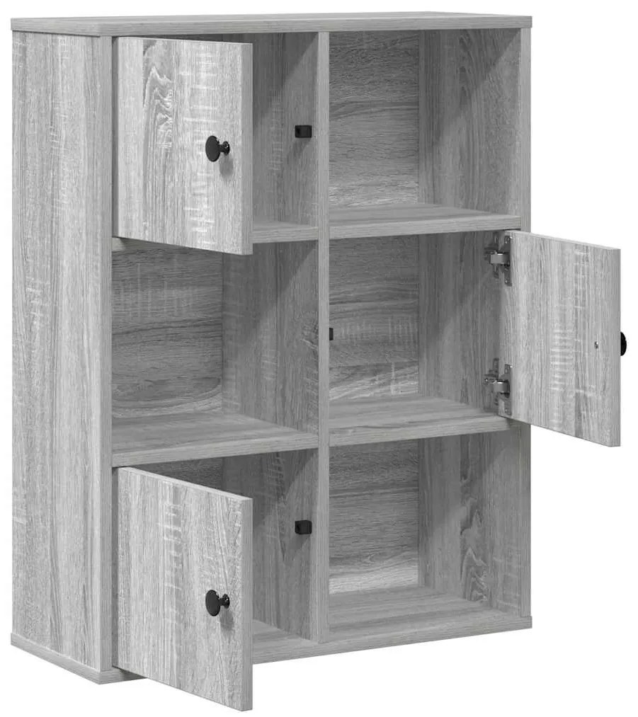 szürke sonoma színű szerelt fa könyvespolc 60x24x76,5 cm
