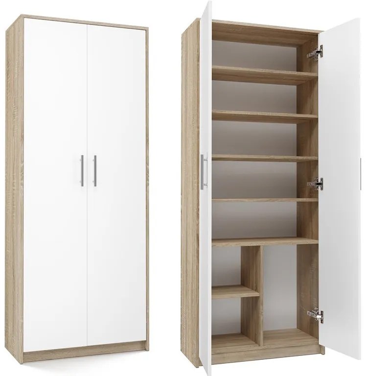 Oliv 2D könyvespolc, irodai szekrény, sonoma-fehér