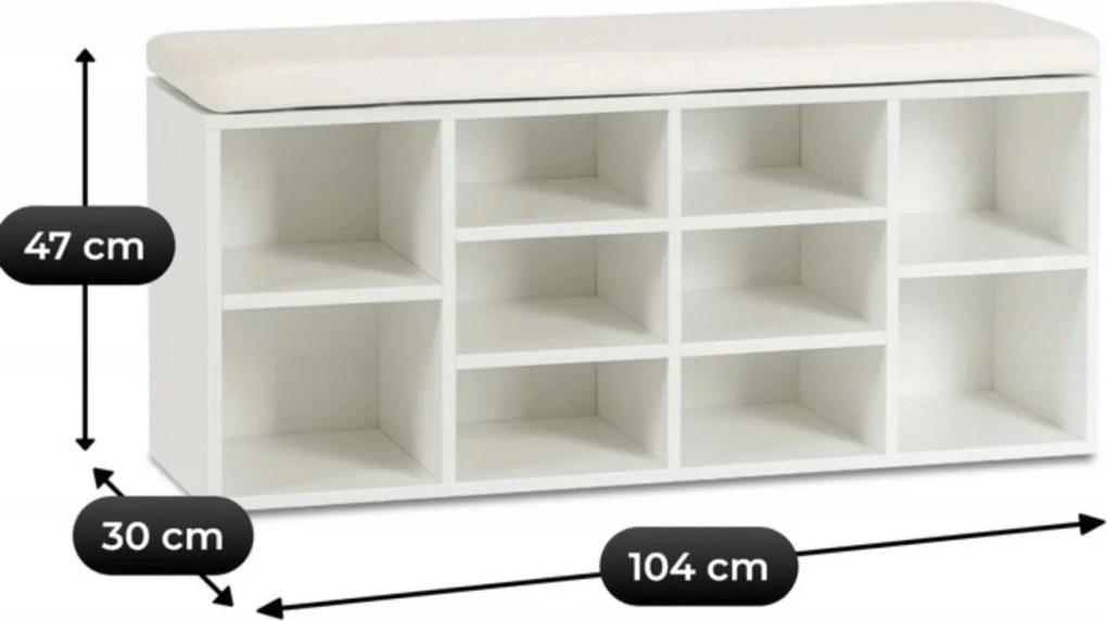 Cipőtartó 104 cm méretben, fehér színben AXEL