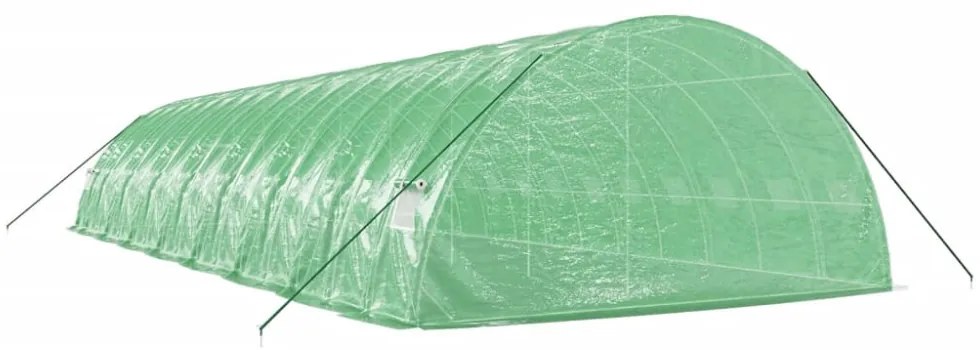 zöld acélvázas melegház 96 m² 16 x 6 x 2,85 m