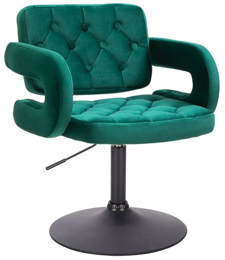 HR8403N Sötétzöld modern velúr szék fekete lábbal