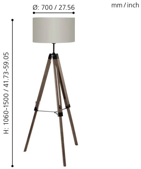 Eglo 44115 - LANTADA állólámpa 1xE27/60W/230V