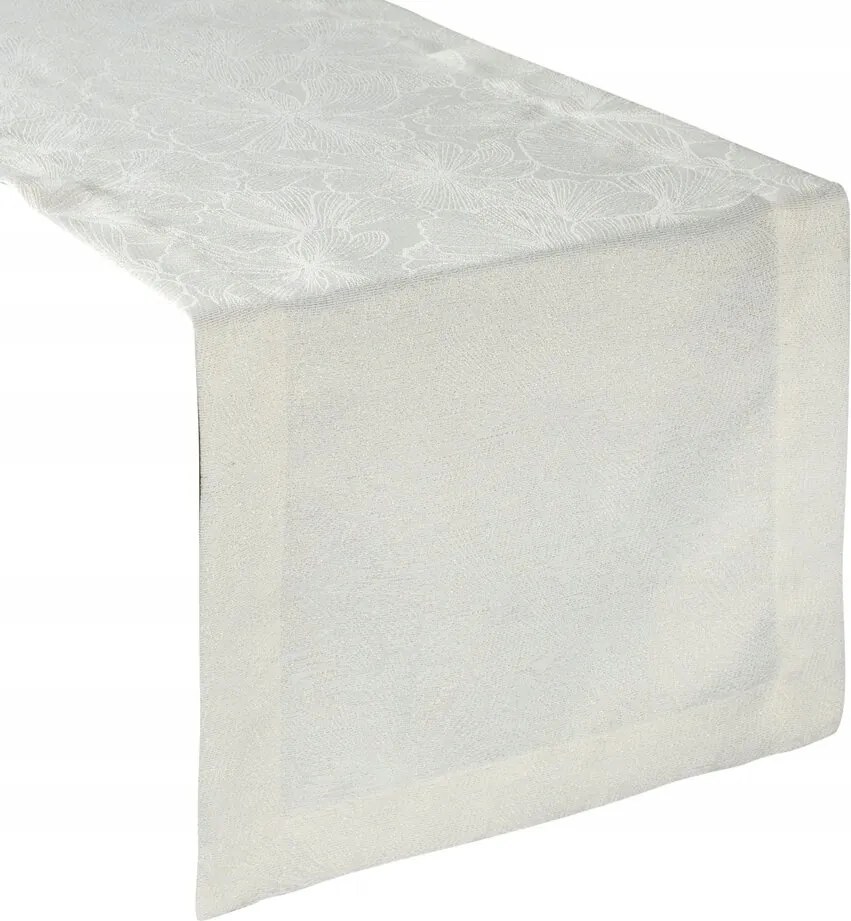 Futópad abrosz dekoratív Lilian 40x140 krém arany jacquard levél mintás