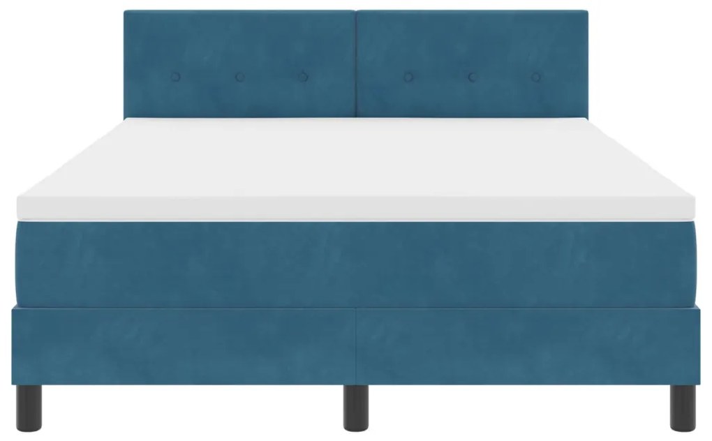 Boxspring Ágy Matrace és LED világítással Sötét Kék 140x190 cm Bársony
