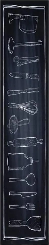 vidaXL Konyhai szőnyeg Fekete 300 x 60 cm Bársony