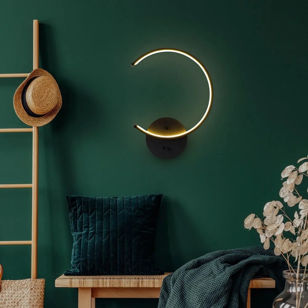 Fekete LED fali lámpa ø 10 cm Moon – Opviq lights
