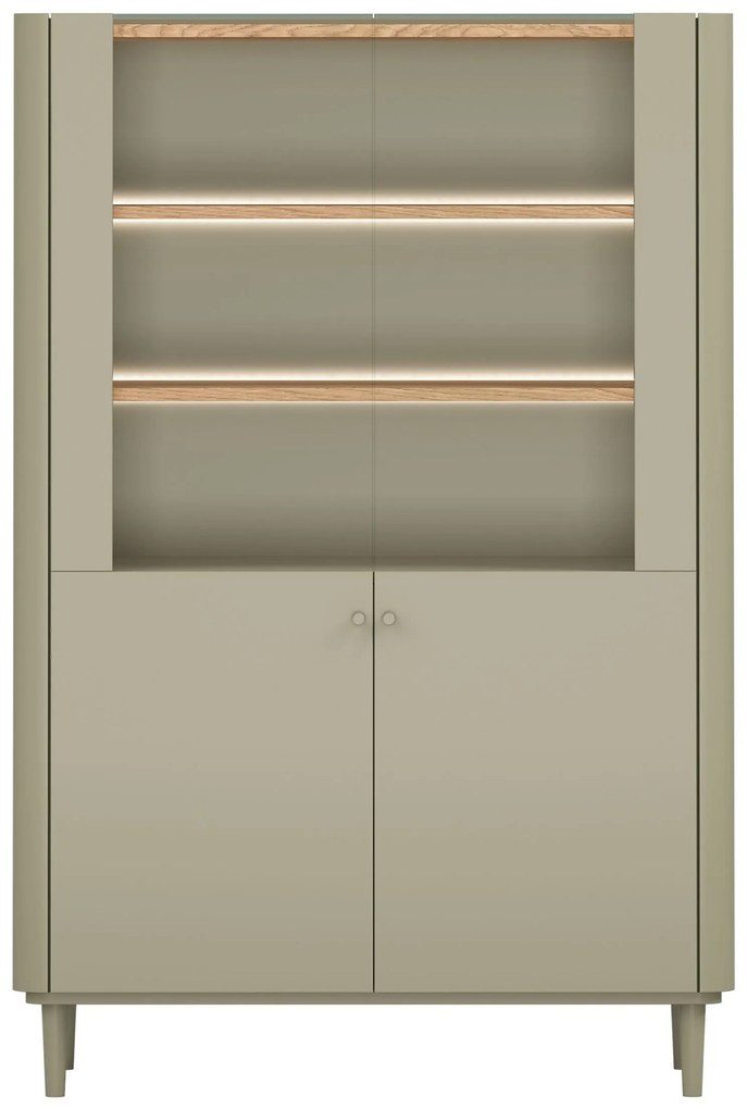 Elivo kétajtós lábas vitrin 100 cm - eukaliptusz / baltic dune tölgy