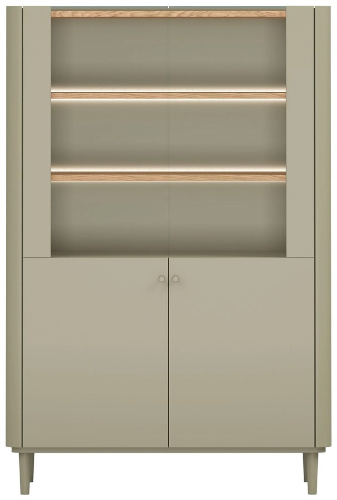 Elivo vitrines szekrény 100 cm kétajtós lábakon - eukaliptusz / baltic dune tölgy